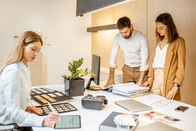 Interior design studio workspace